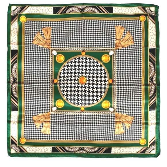 Square Satin hair Scarf preppy Houndstooth green Head & neck 2/$30 - Picture 4 of 11